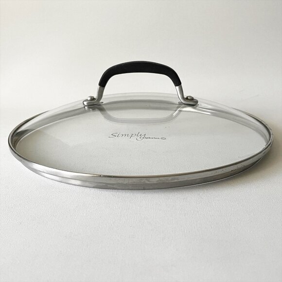 Simply Calphalon Transparent Glass Lid 9.8"ID w/ Rubber Stainless Steel Handle - Picture 1 of 5
